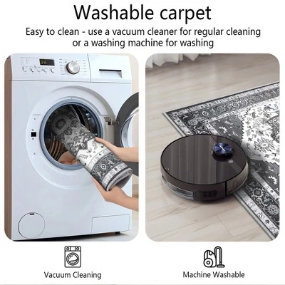 FURNIinspire Floor Mats 3 Piece Washable Kitchen Rug Farmhouse Area Rugs Non Skid Bohemian Mat For Entryway, Home Decor, Blue, 60"*20" 5 FURNIinspire Floor Mats 3 Piece Washable Kitchen Rug Farmhouse Area Rugs Non Skid Bohemian Mat For Entryway, Home Decor, Blue, 60"*20" - Image 4