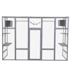 FURNIinspire Pet Crates And Houses Cat Enclosure With Leaping Platforms, Feline Condos, Catwalk, Scratching Panel, Gray, 104.3"*35.4"*72.1" -Home Haven Furniture Store GUEST 62a3f1c1 203b 476e 8db2 54c2d08e0d86