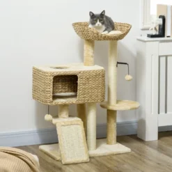 FURNIinspire Cat Tree For Indoor Cats, Cat Tower With Scratching Posts, Ramp, Condo, Toy Balls, Platform, Bed, Ramp, Beige, 23.5"*15.75"*38.5" 10 FURNIinspire Cat Tree For Indoor Cats, Cat Tower With Scratching Posts, Ramp, Condo, Toy Balls, Platform, Bed, Ramp, Beige, 23.5"*15.75"*38.5" -Home Haven Furniture Store GUEST 63000d0e d533 4494 b20c 29836256e1e9