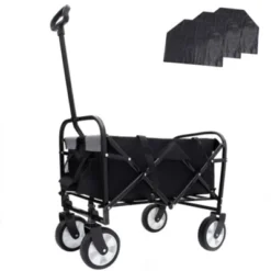 FURNIinspire Outdoor Serving Carts Foldable Wagon Cart Beach Wagon Utility Wagon Grocery Cart 3pcs Plastic Liner Cover, Black, 25.98"*17.32"*37.4" -Home Haven Furniture Store GUEST 631af65f 5786 4b9b 94cf abdad2bc9994