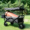 FURNIinspire Outdoor Serving Carts Collapsible Wagon Foldable With Removable Canopy Wheels For All-Terrain Brake For Camping, Black, 35.4"*19.7"*44.5" -Home Haven Furniture Store GUEST 632493b1 6e86 45d8 801e d87a47225f12
