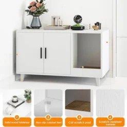 FURNIinspire Pet Crates And Houses, Multi-Functional Cat Cabinet, Comfortable Cat Space With Entrances, For Home, White, 33.5"*18.5"*19.9" -Home Haven Furniture Store GUEST 63662718 8a4c 41a4 a209 49a3d1f00362