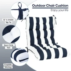 FURNIinspire Outdoor Seat Cushions Patio Chair Cushions Replacements, 2 Pcs Set High Back Seat Cushions, Blue Stripes, Multicolored, 45"*22"*4" -Home Haven Furniture Store GUEST 63b34186 2c4b 4e96 b9aa 2582a2692a8b