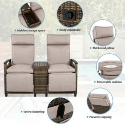 FURNIinspire Patio Accent Chairs, All Weather Outdoor Patio Chairs High Back Couch With Premium Cushions For Garden Backyard, Brown, 47.6"*23.6"*46.1" -Home Haven Furniture Store GUEST 641e2939 c358 45d8 af07 c38a1607324a