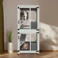 FURNIinspire Outdoor Cat Enclosure, Cat House On Wheels With Napping House, Kitty Cat Condo Cage Shelter Playpen With Sliding Doors, 30.7"*30.7"*71" 11 FURNIinspire Outdoor Cat Enclosure, Cat House On Wheels With Napping House, Kitty Cat Condo Cage Shelter Playpen With Sliding Doors, 30.7"*30.7"*71" -Home Haven Furniture Store GUEST 645009c6 7a39 47c2 9328 fa3c5e015f62