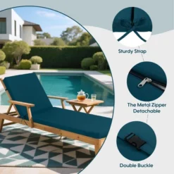 FURNIinspire Outdoor Seat Cushions 2 PCS Outdoor Chaise Lounge Chair Cushion Replacement For Patio Garden, Backyard, Lake Blue, 75"*24"*2.7"