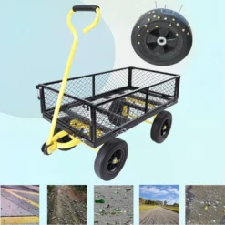 FURNIinspire Wheelbarrows And Lawn Carts Tools Cart Wagon Cart, Garden Cart Trucks With Solid Wheels And Yellow Handle, Black, 37“*19"*40" 9 FURNIinspire Wheelbarrows And Lawn Carts Tools Cart Wagon Cart, Garden Cart Trucks With Solid Wheels And Yellow Handle, Black, 37“*19"*40" -Home Haven Furniture Store GUEST 65912bf0 7f93 46ba aa6d 2df848a30da5