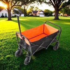 FURNIinspire Wheelbarrows And Lawn Carts Outdoor Mini Folding Wagon Garden Shopping Beach Cart, Lawn Cart With Handle, Black And Orange, 30“*15"*36" 11 FURNIinspire Wheelbarrows And Lawn Carts Outdoor Mini Folding Wagon Garden Shopping Beach Cart, Lawn Cart With Handle, Black And Orange, 30“*15"*36" -Home Haven Furniture Store GUEST 677f047e 7ef7 4e50 944c 3c8f675420ea