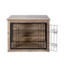 FURNIinspire Pet Crates And Houses Dog Crate Furniture With Double Doors, Medium Wooden Dog Cage, Indoor Dog Kennel, Brown, 32.68"*22.05"*25.2" -Home Haven Furniture Store GUEST 67d11229 beab 4750 a050 b29ea2c202b0