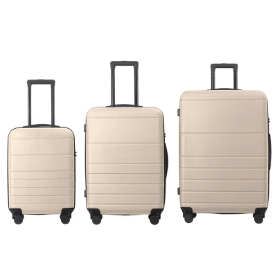 FURNIinspire Bag And Luggage Sets 3 Piece Travel Hard Shell Luggage, Lightweight Rolling Suitcases With Wheels, Beige, 20.87"*11.61"*30.31" 7 FURNIinspire Bag And Luggage Sets 3 Piece Travel Hard Shell Luggage, Lightweight Rolling Suitcases With Wheels, Beige, 20.87"*11.61"*30.31" - Image 5