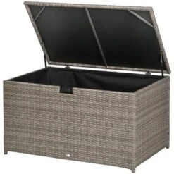 FURNIinspire Utility Storage Cabinet 113 Gallon Deck Box Rattan Outdoor Storage Box Waterproof Storage Container For Indoor, Grey, 47.2"*6.70"*30.7" -Home Haven Furniture Store GUEST 6926ab8c d823 41db 95cb f9c033853e6b