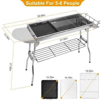 FURNIinspire Outdoor Grills, Griddles And Smokers Stainless Steel BBQ Grill Cooking Accessories For Camping, Picnics, Use, Silver, 30.3"*11.17"*7.5" 3 FURNIinspire Outdoor Grills, Griddles And Smokers Stainless Steel BBQ Grill Cooking Accessories For Camping, Picnics, Use, Silver, 30.3"*11.17"*7.5"
