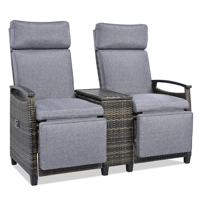 FURNIinspire Patio Accent Chairs, All Weather Outdoor Patio Chairs High Back Couch With Premium Cushions For Garden Backyard, Gray, 47.6"*23.6"*46.1" 7 FURNIinspire Patio Accent Chairs, All Weather Outdoor Patio Chairs High Back Couch With Premium Cushions For Garden Backyard, Gray, 47.6"*23.6"*46.1" - Image 5