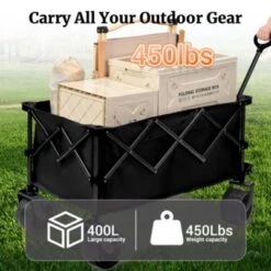 FURNIinspire Outdoor Serving Carts Fish 400L Collapsible Wagon Beach Wagon With Big Wheels For Camping, Sports, Black, 36.22"*22.05"*39.37" -Home Haven Furniture Store GUEST 6a37c54a 0ec0 430a a85b ed674140d844