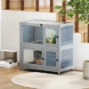 FURNIinspire Pet Crates And Houses Deluxe Two Story Rabbit Hutch With Slip Proof Ramps And Removable Trays, Grey, 35.4"*19.7"*36.6" -Home Haven Furniture Store GUEST 6acaa58a 6810 45e0 b304 63935bd24078
