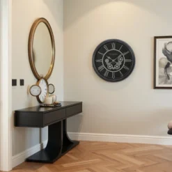 FURNIinspire Wall Clocks 24inch Living Room Wall Clock Decorative Hanging Clock Timepiece Vintage Wall Decor For Bedroom, Black, 22.75"*22.75"*3" -Home Haven Furniture Store GUEST 6b112a11 fcf3 4698 9b96 d198bfe40233