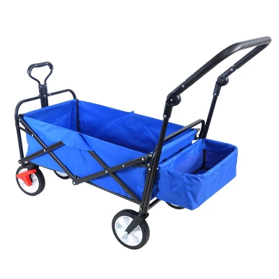 FURNIinspire Wheelbarrows And Lawn Carts Folding Wagon Cart, Collapsible Outdoor Utility Cart With Handle, Blue, 53.5“*20.08"*42.52" 7 FURNIinspire Wheelbarrows And Lawn Carts Folding Wagon Cart, Collapsible Outdoor Utility Cart With Handle, Blue, 53.5“*20.08"*42.52" - Image 5