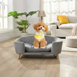 FURNIinspire Pet Beds Elevated Dog Bed, Corduroy Pet Couch Bed, Indoor Pet Bed Cat Bed Small Dog Bed With Wood Legs, Gray, 30.25"*21.75"*14" -Home Haven Furniture Store GUEST 6b6fe8cb d0ab 46ea b15a 62096147f6d5
