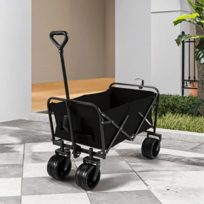FURNIinspire Outdoor Serving Carts 220Lbs Collapsible Folding Beach Wagon Cart Wagons Carts Heavy Duty Foldable, Black, 35.43"*23.47"*40.16" 7 FURNIinspire Outdoor Serving Carts 220Lbs Collapsible Folding Beach Wagon Cart Wagons Carts Heavy Duty Foldable, Black, 35.43"*23.47"*40.16" - Image 5