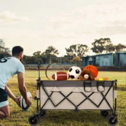 FURNIinspire Outdoor Serving Carts Heavy Duty Foldable Utility Wagon 480lbs Capacity Patented Ultra-Stable Frame, Khaki, 50.39"*25.98"*44.88" -Home Haven Furniture Store GUEST 6bab61c5 984c 4622 af93 008d9a938b2e