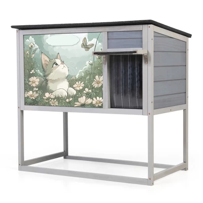 FURNIinspire Pet Crates And Houses High-Leg Cat House Easy Assembly, Cleaning And Stylish Design For Outdoor Use, Grey, 35.40"*21.60"*32.30" 4 FURNIinspire Pet Crates And Houses High-Leg Cat House Easy Assembly, Cleaning And Stylish Design For Outdoor Use, Grey, 35.40"*21.60"*32.30" - Image 2