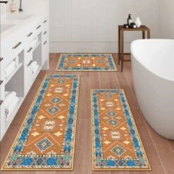 FURNIinspire Floor Mats Home 3 Piece Kitchen Rug Machine Washable Floor Mat For Living Room, Vintage Carpet, Non Slip, Red, 60"*20" -Home Haven Furniture Store GUEST 6cb2f832 a0f4 4e39 b999 aac37bc675cf