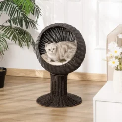 FURNIinspire Rattan Wicker Elevated Cat House Kitty Scratch House Pet Bed W/ Cushion, 17"*15.25"*26.75" -Home Haven Furniture Store GUEST 6d7a0d83 f200 49d5 a564 672693c33670