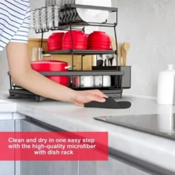 FURNIinspire 3-Tier Dish Drying Rack Drain Board Tray Dish Rack Utensil Cutting Board Holder Kitchen Organizer, Black, 16.97"*11.7"*5.66" -Home Haven Furniture Store GUEST 6db7e037 5dca 4388 9502 64bf431f56d8