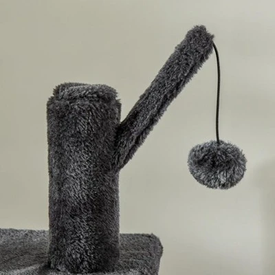 FURNIinspire Huge Cat Tree Kitty Activity Center Floor-to-Ceiling Cat Climbing Toy With Scratching Post Board, Gray, 23.5"*15.75"*106.25" 4 FURNIinspire Huge Cat Tree Kitty Activity Center Floor-to-Ceiling Cat Climbing Toy With Scratching Post Board, Gray, 23.5"*15.75"*106.25" - Image 2