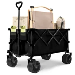 FURNIinspire Outdoor Serving Carts Fish 400L Collapsible Wagon Beach Wagon With Big Wheels For Camping, Sports, Black, 36.22"*22.05"*39.37" -Home Haven Furniture Store GUEST 707a5f7a 923f 4236 af00 332975c838b1