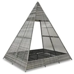 FURNIinspire Patio Chaise Lounges Patio Daybed With Cushions And Tent, Outdoor Wicker Sunbed For Backyard, Garden, Gray And Blue, 72.4“*90.5"*102.4" -Home Haven Furniture Store GUEST 729563d1 6497 43b4 852b 9f7a6960a06f