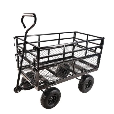 FURNIinspire Wheelbarrows And Lawn Carts Double Fence Utility Cart Wagon Cart Garden Cart, Ideal For Outdoor Activities, Black, 41“*20"*39" 5 FURNIinspire Wheelbarrows And Lawn Carts Double Fence Utility Cart Wagon Cart Garden Cart, Ideal For Outdoor Activities, Black, 41“*20"*39" - Image 3