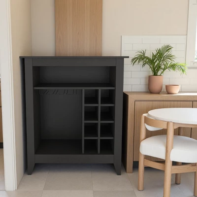 FURNIinspire Wine Racks Bar Cabinet, Wine Cabinet, Sideboard Kitchen Cupboards With Open Shelf, Wine Rack, Black, 17.7"*32.5"*37.07" 5 FURNIinspire Wine Racks Bar Cabinet, Wine Cabinet, Sideboard Kitchen Cupboards With Open Shelf, Wine Rack, Black, 17.7"*32.5"*37.07" - Image 3