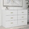 FURNIinspire Dressers 6 Drawer Dresser Storage Organizer For Bedroom, Nursery, Modern Clothes Closet Storage Cabinet, White, 47.24"*15.55"*30.3"