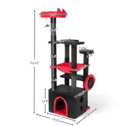 Furniinspire Pet Tower Cat Tree Tower Gothic Cat Climber With Condo, Hammock, Scratching Post ,Halloween Gift, Multicolored, 19.5"*19.5"*52.65" -Home Haven Furniture Store GUEST 76881dda 598b 497c 88ce 45df52c612f6