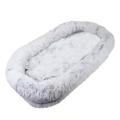 FURNIinspire Pet Beds Human Dog Bed, Washable Faux Fur Dog Bed, Large Dog Sofa Bed Washable Pet Bedfor Bedroom, Living Room, Gray, 71"*45"*14"
