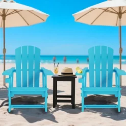 FURNIinspire Patio Accent Chairs Outdoor Folding Chairs Adirondack Chair, Portable Chair With Handles For Beach, Backyard, Blue, 31.4"*29.6"*36.4" -Home Haven Furniture Store GUEST 78dd32dc 1134 46df a675 2b50354c0b75