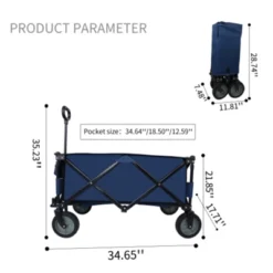 FURNIinspire Outdoor Serving Carts Utility Collapsible Folding Wagon Cart Heavy Duty Foldable Beach Wagon For Camping, Blue, 34.65"*17.71"*35.23" -Home Haven Furniture Store GUEST 7a249465 46a3 4242 9551 39a98532a672
