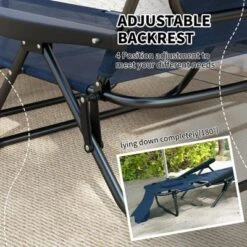 FURNIinspire Outdoor Portable Chair 4 Position Recline Foldable Design With Reading Hole For Poolside Relaxation, Black, Navy Blue, 74.4"*28.3"*32.3" -Home Haven Furniture Store GUEST 7afcce9a 5c50 4947 b6af d7e87cc206b4