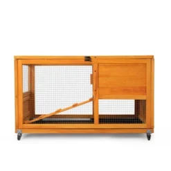 FURNIinspire Pet Crates And Houses, Tier Rabbit Hutch On Wheels, Openable Roof, Easy-to-Clean Tray, House For Small Animals, Orange, 38"*22"*6" -Home Haven Furniture Store GUEST 7b5f35a4 db59 4ae1 9662 9cb439d8ea3f