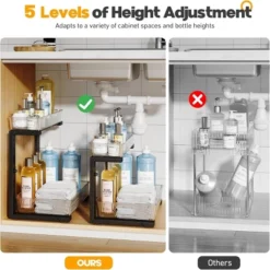 FURNIinspire 2 Pack Under Sink Organizer Pull Out Cabinet Organizer Acrylic Under Sink Storage Shelf For Kitchen Bathroom, Black, 15.6"*10.61"*5.1" -Home Haven Furniture Store GUEST 7b686ddf a69c 4a57 ad9d 52ccbe1148bb