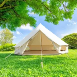 FURNIinspire Camping Tents Canvas Tent Bell Tent, Versatile Yurt Tent For Family Camping, Outdoor Hunting, Party, White, 132.68"*204.72"*107.09" -Home Haven Furniture Store GUEST 7b881b3a 36ee 4ca3 b131 c6c82b80aa48