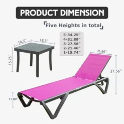 FURNIinspire Patio Chaise Lounges Patio 2 Sunbathing Chairs With 5 Adjustable Position, 1 Table For Beach Yard Poolside, Pink, 64.41"*26.69"*27.56" -Home Haven Furniture Store GUEST 7ca85992 264a 48bc 8028 7454f2a3ab98