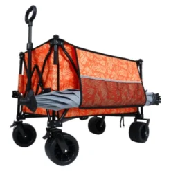 FURNIinspire Outdoor Serving Carts Collapsible Foldable Extended Wagon 480lb Weight Capacity All-Terrain Beach Wheels, Orange, 37.4"*23.03"*38.98" -Home Haven Furniture Store GUEST 7d2cb6ee 45e7 4d88 938f c622985a52d6