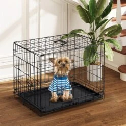 FURNIinspire Pet Crates And Houses 24 Inch Single Door Dog Cage, Metal Pet Kennel With Secure Lock, Removable Tray, Black , 16.5"* 24.4"*19.5" -Home Haven Furniture Store GUEST 7e7dcae7 7ed9 49b7 9f2d 7ec3c78e583f