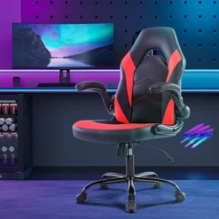 FURNIinspire Task And Office Chairs PU Leather Office Chair Swivel Computer Gaming Chair With Lumbar Support, Black And Red, 25"*28"*46" -Home Haven Furniture Store GUEST 7f51cf5c 00d8 477a a1d4 22c39d46b0dc