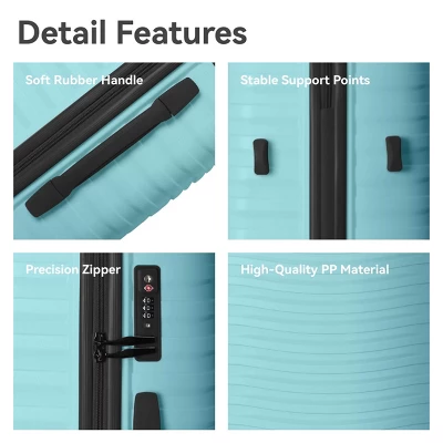 FURNIinspire Bag And Luggage Sets 3 Piece Rolling Suitcase Set, Hard Suitcases With Wheels, Lightweight Travel Luggage, Blue, 21.46"*12.01"*30.51" 3 FURNIinspire Bag And Luggage Sets 3 Piece Rolling Suitcase Set, Hard Suitcases With Wheels, Lightweight Travel Luggage, Blue, 21.46"*12.01"*30.51"