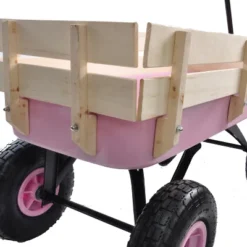 FURNIinspire Wheelbarrows And Lawn Carts Outdoor Wagon Pulling Air Tires Garden Cart, Lawn Cart With Pull Handle, Pink, 39“*19"*20" -Home Haven Furniture Store GUEST 832c64e3 790f 4d7a bd22 f999b2233d4c