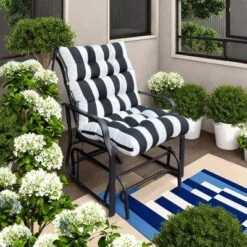 FURNIinspire Outdoor Seat Cushions 2 Pcs Set High Back Patio Chair Cushions, Blue And White Stripes Seat Cushion, Multicolored, 44"*22"*4" -Home Haven Furniture Store GUEST 832caf62 9507 4a83 b2c0 8d209287f6a9