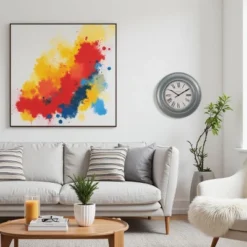 FURNIinspire Wall Clocks 30inch Modern Round Wall Clock Decorative Living Room Vintage Wall Decor For Bedroom, Metal Frame, Blue, 30"*30"*2" -Home Haven Furniture Store GUEST 8392587a d5ed 4b80 b16e a48c47ac2c2f